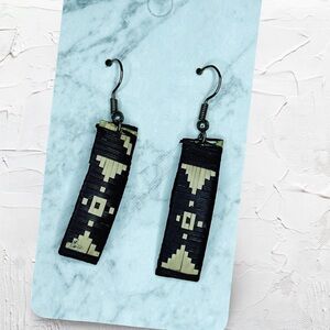 7003. Brown and Tan Geometric Earrings Woven